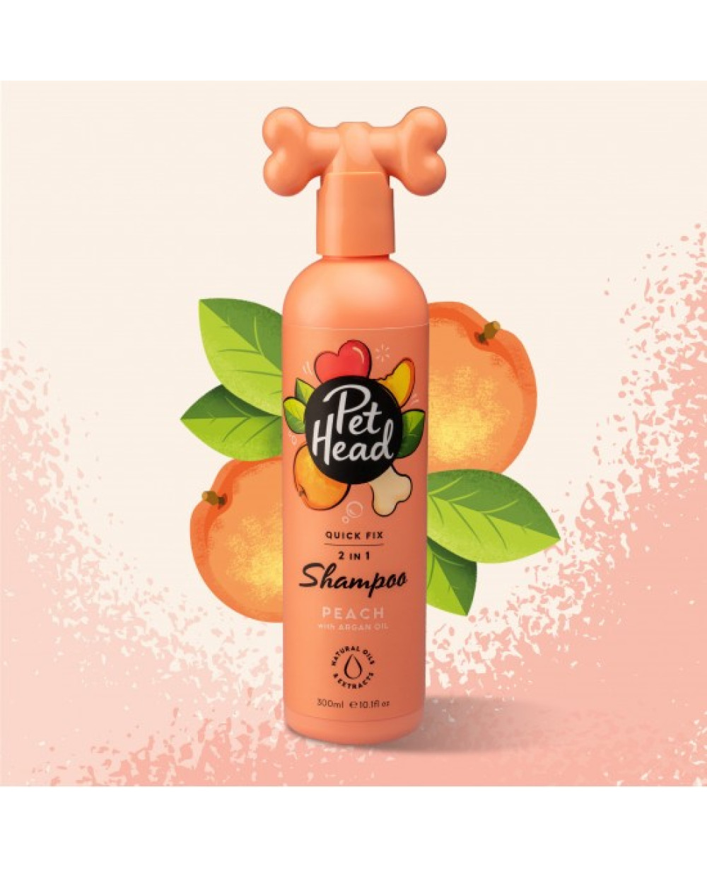 Pet Head Quick Fix шампоан и балсам 2 в 1, с праскова и арганово масло, за кучета 300 мл.