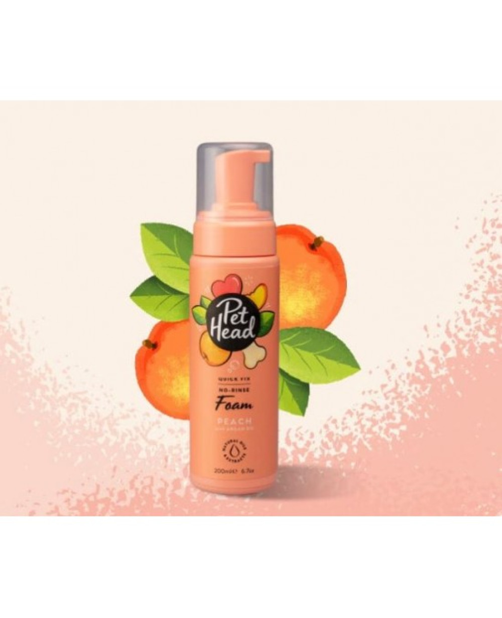 Pet Head Quick Fix шампоан-пяна без отмиване, с праскова и арганово масло, за кучета, 200 мл.
