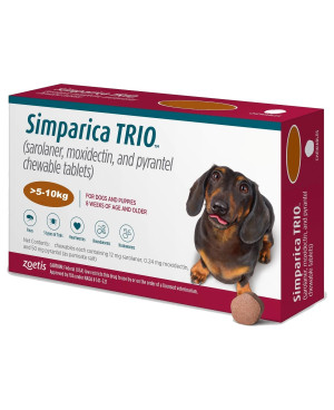 Simparica Trio -таблетка за външно и вътрешно обезпаразитяване при кучета 5-10кг., 1таб. 