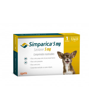 SIMPARICA - ТАБЛЕТКА ЗА ВЪНШНО ОБЕЗПАРАЗИТЯВАНЕ ПРИ КУЧЕТА С ТЕГЛО 1.3-2.5 КГ.1таб.