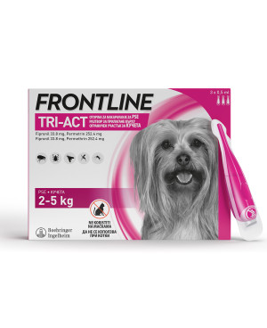 FRONTLINE TRI-ACT 2-5кг. за кучета срещу бълхи, кърлежи и летящи насекоми 1пип.