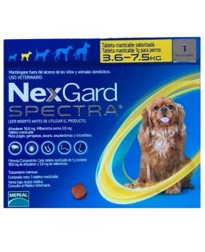 Nexgard Spectra-Таблетка за вътрешно и външно обезпаразитяване при кучета  с тегло 3.5 -7.5кг.
