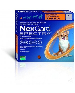 Nexgard Spectra-Таблетка за вътрешно и външно обезпаразитяване при кучета  с тегло 1.35-3.5кг. 
