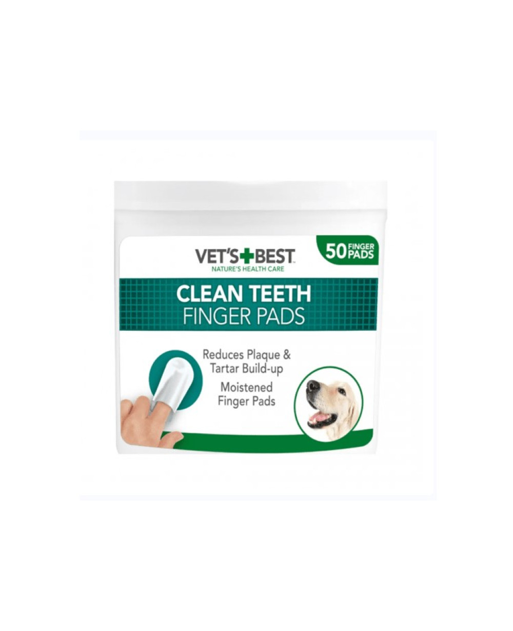 Vet`s Best Clean Teeth Finger Pads - напръстници за почистване на зъби, аромат - мента, 50бр.