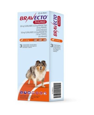 Bravecto TriUNO от 5кг. до 10кг. – комбинирана противопаразитна таблетка 3бр.