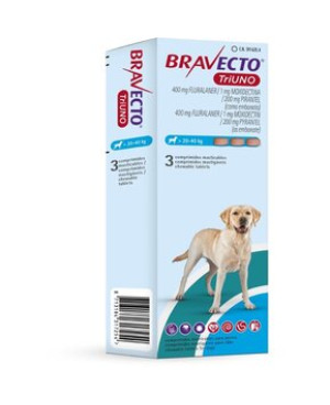 Bravecto TriUNO от 20кг. до 40кг. – комбинирана противопаразитна таблетка 3бр.