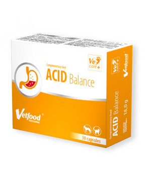 Vetfood ACID Balance – добавка за кучета и котки при повръщане и диария 30капс.