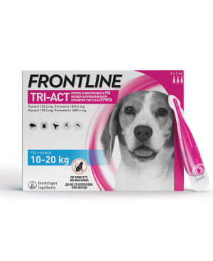FRONTLINE TRI-ACT 10-20кг. - препарат за кучета срещу бълхи, кърлежи и летящи насекоми 1пип.