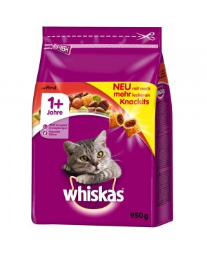 Суха храна за котки Whiskas 1+ с говеждо 14кг.
