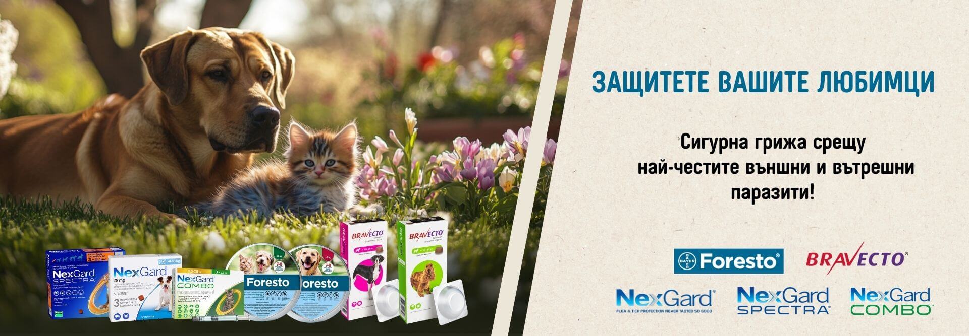 Защита за котки и кучета срещу бълхи и кърлежи